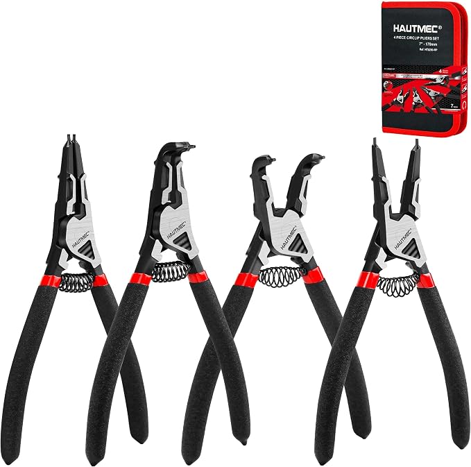 HAUTMEC 11Inch Long Reach Pliers Set Bundle with 7Inch Snap Ring Pliers Set