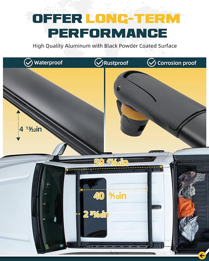260LBS Aluminum Roof Rack Cross Bars Fit for 2024 2025 2026 Toyota Tacoma Double Cab | Heavy-Duty, Waterproof & Rustproof | for Kayak, Bike, Snowboard Low Profile OE Style Tacoma Storage Accessories