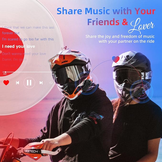 Moman Motorcycle Intercom Headset, CP-E 6 Riders 2000M Group Helmet Communication System, Universal Pairing with Music Sharing FM Radio Noise Cancellation Waterproof, 1 Pack, Helmet-Intercom-Headset