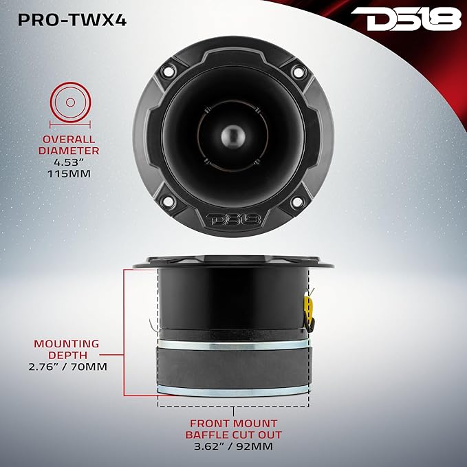 DS18 PRO-TWX4 4.5" Super Bullet Tweeter with 1.75" Titanium Voice Coil - 4-Ohm, 560 Watts (1 Speaker)