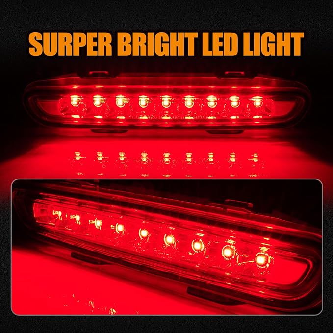 Third 3rd Brake Light LED for 2006-2010 Dodge Charger, High Mount Rear Brake Lights Assembly for 06-10 Charger, Waterproof Center Cab Lamp Stop Light (Black)