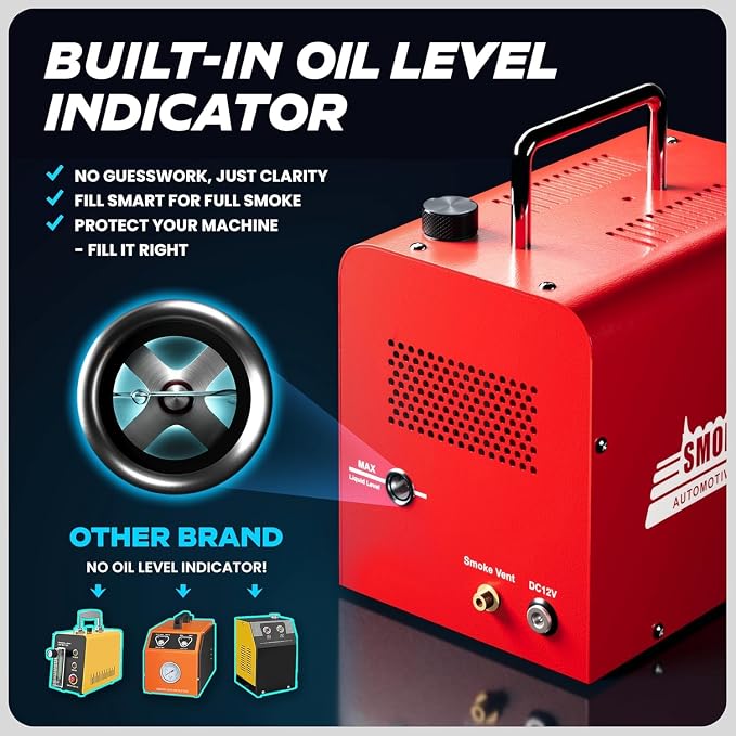 *2025 New Model* Automotive High Volume Smoke Machine (1 psi) - EVAP Leak Detector with Built-in Air Compressor - Model 702B – EVAP Vacuum Exhaust Smoke Detector Tools Kit - Red