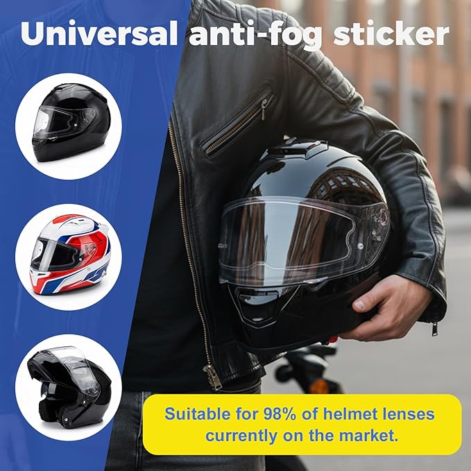 Kingdder 2 Pcs Universal Motorcycle Helmet Anti Fog Film, Anti Fog for Motorcycle Helmet Shield Visor Clear Lens Insert Fogging Resistant for Riding Winter Cold Weather Cloudy Rainy Days, 3.7" x 10.5"