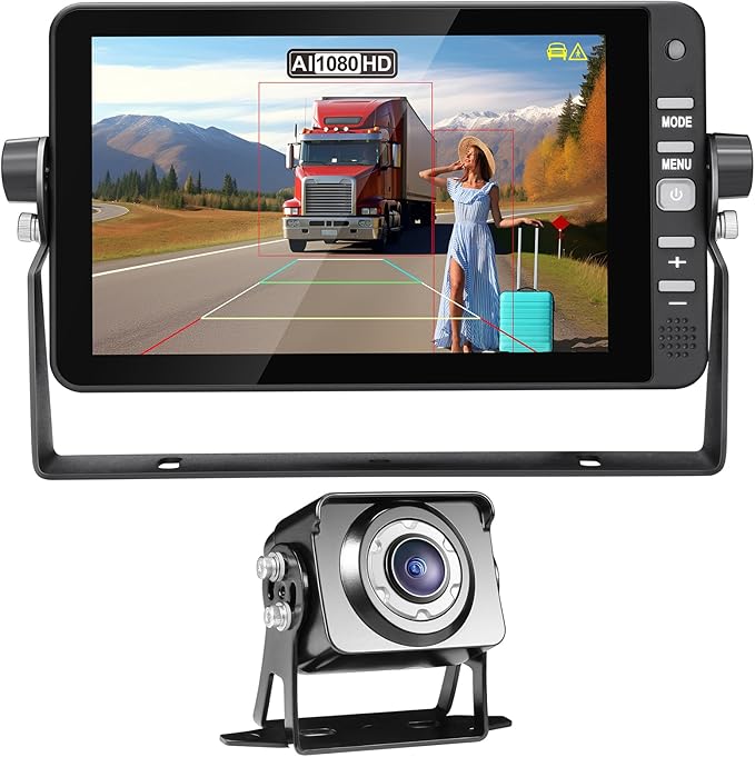 Backup Camera AI HD 720P Automatically Identifying Pedestrians with Warning Night Vision IP69K Waterproof Vehicle Camera for Backup Camera System ect.Medium and Large Vehicles