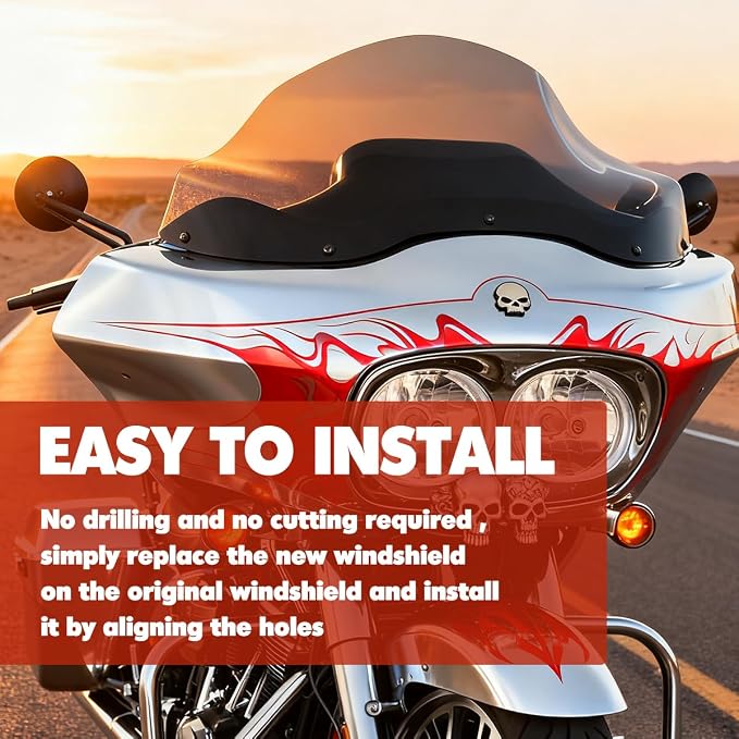 13" Wave Windshield Windscreen Compatible for 1996-2013 Harley Davidson Touring Road Glide EFI FLTRI/FLTR/FLTRU/FLTRXSE/FLTRXSE2/FLTRX/FLTRSEI for Road Glide Accessories, Smoke