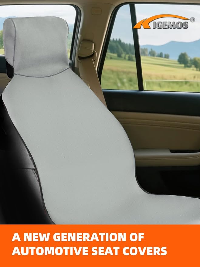 2 Pack Waterproof Car Seat Covers - Universal Fit Rubber Front Seat Protectors for SUVs, Sedans & Trucks - Non-Slip Backing for Fitness, Gym & Pets - Gray