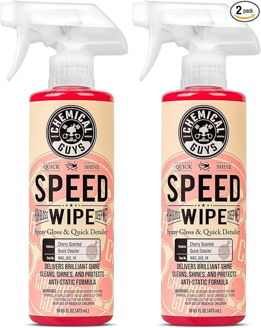 Chemical Guys WAC_202_16 Speed Wipe Quick Detailer, Safe for Cars, Trucks, SUVs, Motorcycles, RVs & More, 16 fl oz, Cherry Scent (Pack of 2)