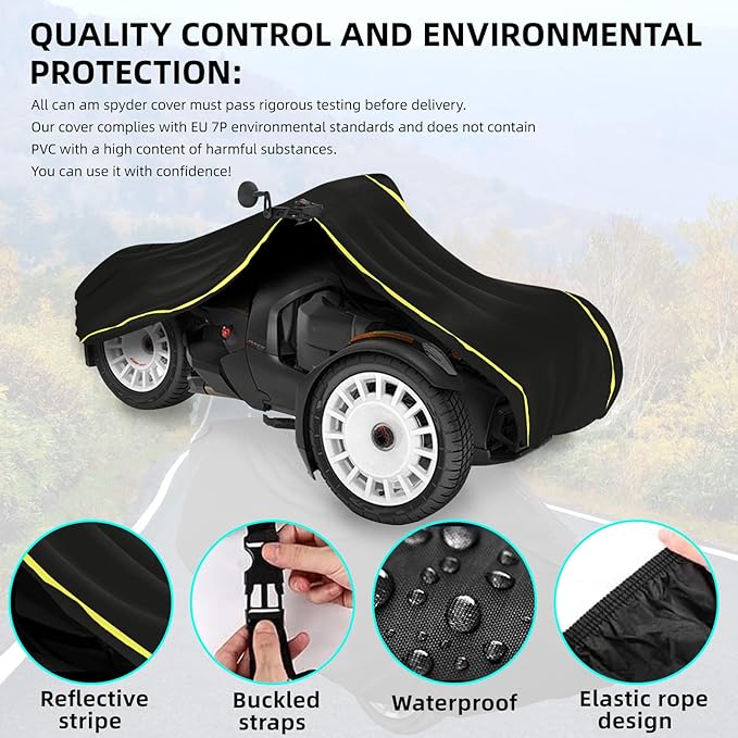 Can Am Ryker Cover, Ryker Covers Waterproof Compatible with Can-Am Ryker 600/900/Sport/Rally/Ryker Rally Edition, 420D Oxford Waterproof, All-Weather Protection Car Cover with Reflective Strip