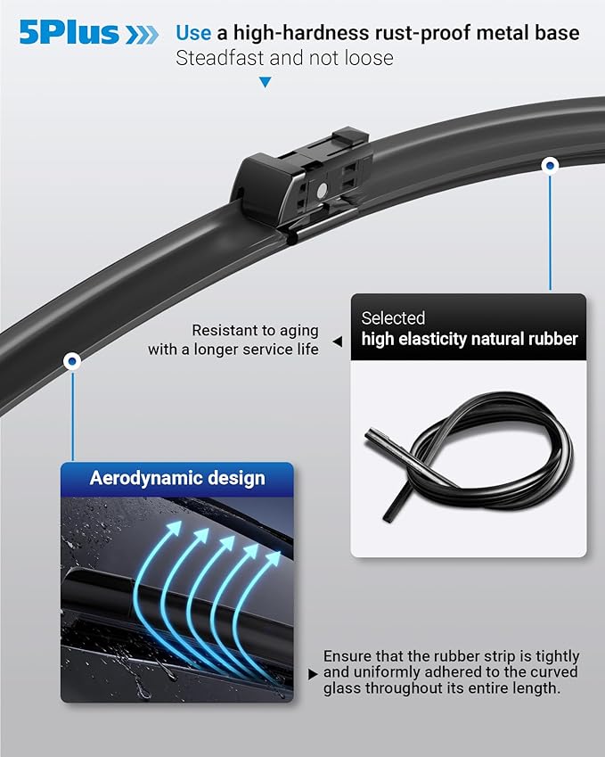 5 PLUS 22"+21" Windshield Wiper Blades Replacement for Ford Maverick 2022 2023 2024 Original Factory Quality Fit for Top Lock Front Wipers Arm(Pack of 2)