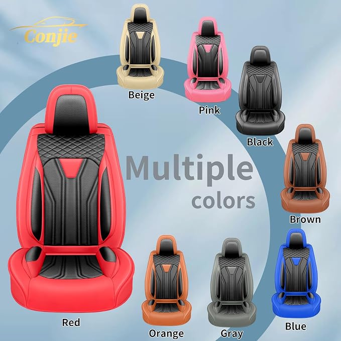 Fit Accord Car Seat Covers Premium Leather for Honda Accord 2010-2025 2026. Waterproof， Anti-Slip, Scratch-Resistant & All-Weather Seat Cushion Protector (Full Set, Red&Black)