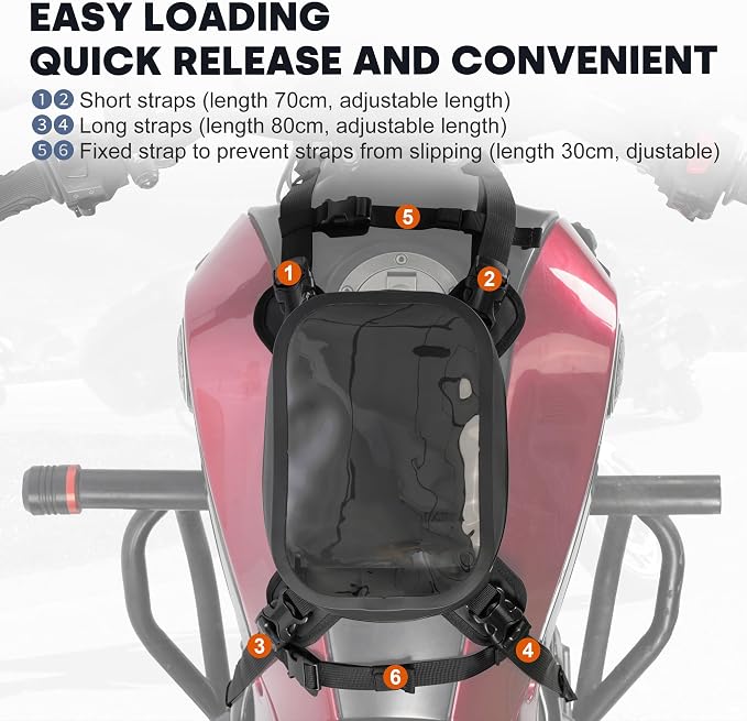 WILD HEART Motorcycle Tank Bag is Compatible with Most Motorcycle Outdoor Riding Accessories (Clear Black)
