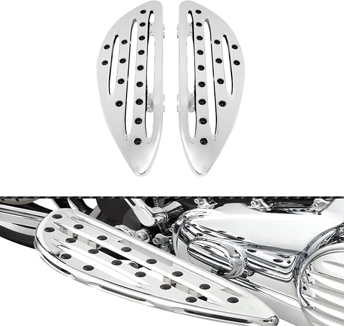 Front Driver Floorboard CNC Foot Pegs Rider Footboards Pedal Fit For Harley Touring Road King Road Glide Electra Glide Street Glide 1986-2025 Softail FL 1986-2017 (Chrome)