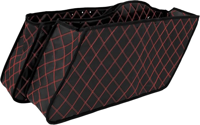 Motorcycle Drop-in Saddlebag Carpet Liners Fits for Harley Touring Models Road King Road Glide Road King Electra Street Ultra Glide Classic 1993-2013 (Red Thread)