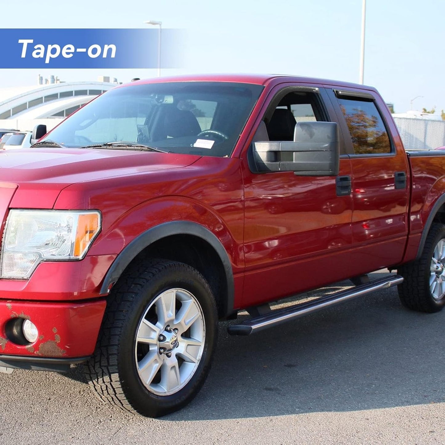 Window Visors Rain Guards for 2009-2014 Ford F150 SuperCrew Cab, Out-Channel Window Vent Wind Deflectors Visors Shades for 2010-2014 F-150 SVT Raptor Full-Size Cab