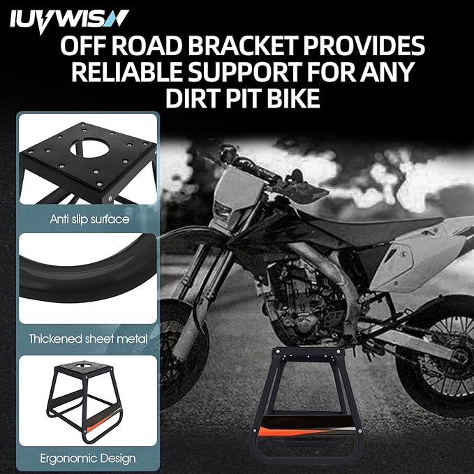 Dirt Bike Stand Motorcycle Lift Panel Stand Maintenance Detachable Anti Slip Heavy Duty Universal Stand for Most Motorcycles Motocross Dirt Bike Dual Sport Enduro Black