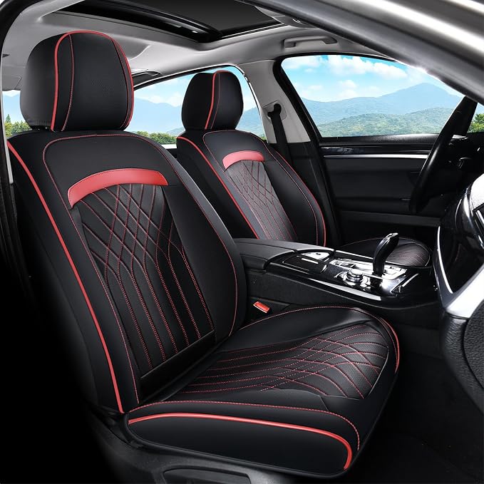 FLORICH Car Seat Covers Front Seat, Leather Seat Covers for Cars, Car Seat Protector Waterproof, Universal Automotive Seat Covers, Front Car Seat Cover Fit for Most Sedans SUV Pick-up Truck