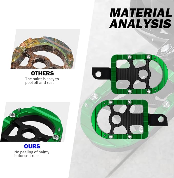 Motorcycle Floorboards Driver Passenger Footboards Wide Foot Pegs Board Pedal Compatible with Touring Electra Road Street Glide Softail Road King (Rear Floorboards-Green Edge)