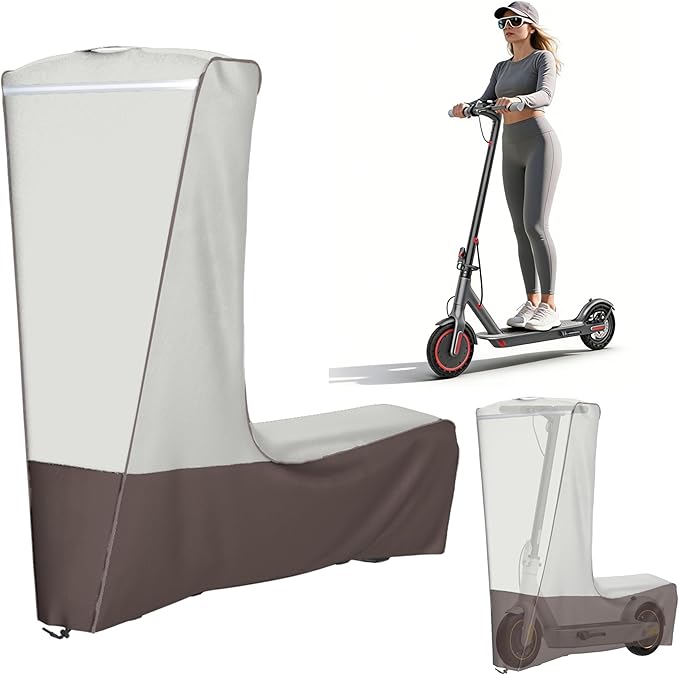 Electric Scooter Cover, Waterproof Outdoor Universal Scooter Cover with Reflective Strips, Windproof Buckles & Storage Bag for Foldable Kick Scooters, All-Weather Protection(54X28X52)