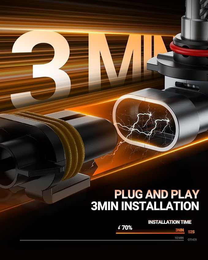SEALIGHT 𝟗𝟎𝟏𝟐 Bulbs Brightest 50,000LM 6500K 9012 Bulbs With Cooling Fan Canbus Ready 70000+ Lifespan, Pack of 2