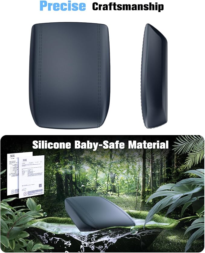 For 2023~2026 Chevy Colorado& GMC Canyon 2-in-1 Silicone Center Console Armrest Cover& Armrest Hidden Privacy Tray - [OEM Design& Friendly Liquid Silicone Rubber] - Thin Black