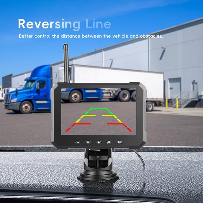 Magnetic Solar Wireless Backup Camera with 5 Inch IPS Monitor IP69 Infrared Night Vision No Wiring Rear View Reverse Monitoring Camera for Car/Truck/Trailer/RV