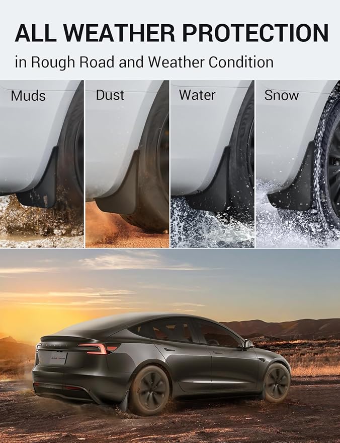 BASENOR Tesla Model 3 2024 2025 Center Console Tray and Model 3 Highland Mud Flaps