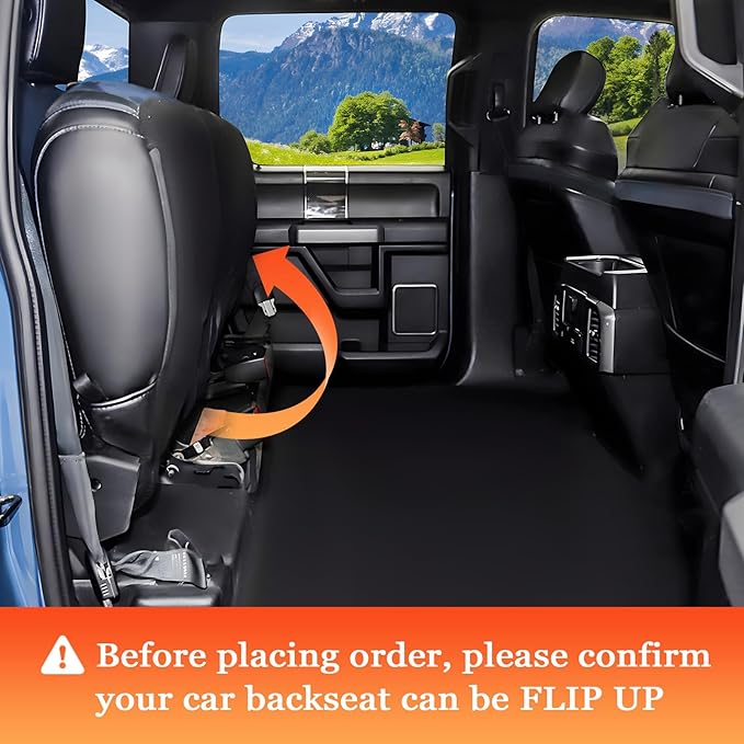 Mancro Dog Hammock for Truck with Flip Up Rear Seats, Waterproof Truck Dog Seat Cover Back Seat with Mesh Window, Compatible with F150, Chevy Silverado & RAM, Black