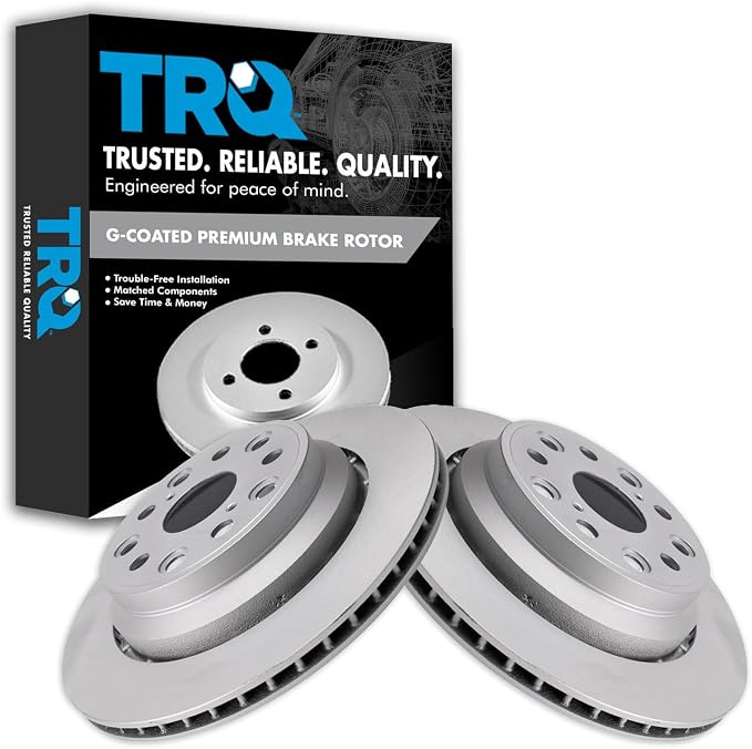 TRQ Rear Brake Rotor Set G Coated Vented Compatible with 2007-2017 Lexus LS460