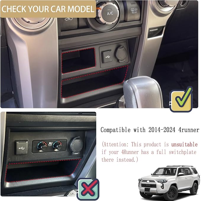 JDMCAR Storage Drawer and Coin Box Organizer Compatible with Toyota 4Runner Accessories 2014-2022 2023 2024
