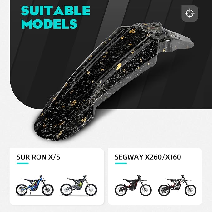 Funparts Sur Ron Front Fender,Carbon Fiber Motorcycle Fender Mud Guard for Surron Sur Ron LBX X260 X160 Electric Dirt Bike Gold