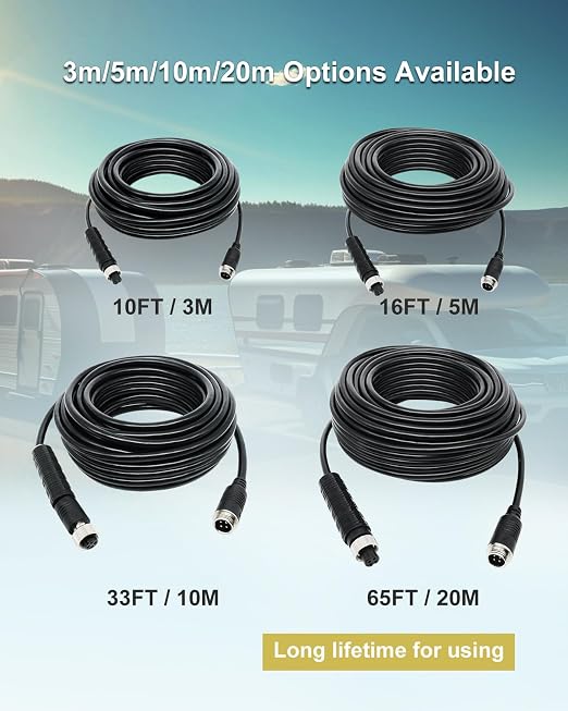 4 Pin Camera Extension Cable for Backup Camera(10M Extension Cable and 20M Extension Cable)