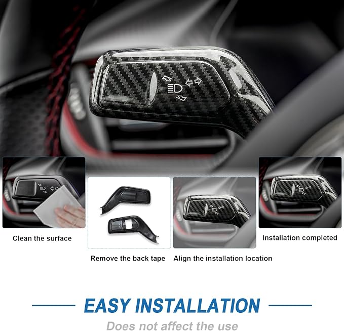 Carbon Fiber Headlight Turn Signal Switch Cover & Wiper Switch Cover Compatible with Ford Mustang 2024 2025