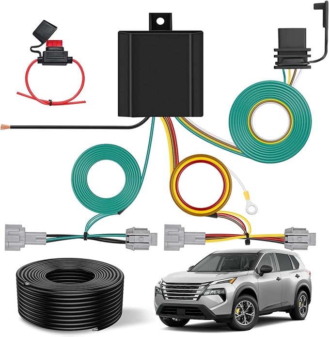Nilight 4 Pin Trailer Wiring Harness Kit 56459 Vehicle Standard 4 Way Connector Custom for 2021 2022 2023 2024 2025 Nissan Rogue Simple Fit Tow Hitch Harness