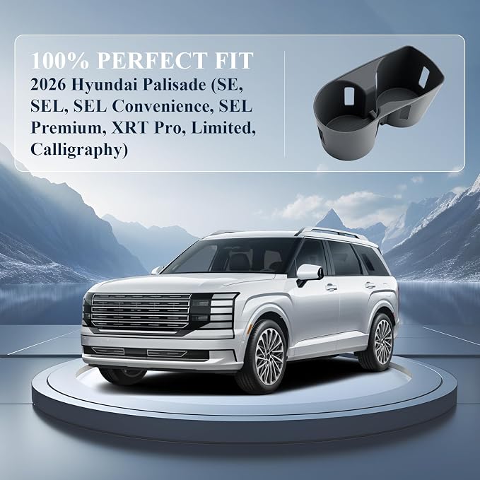 BIBIBO for 2026 Palisade Silicone Cup Holder 2026 Hyundai Palisade (SE, SEL, SEL Convenience, SEL Premium, XRT Pro, Limited, Calligraphy) Center Console Insert Cup Holder