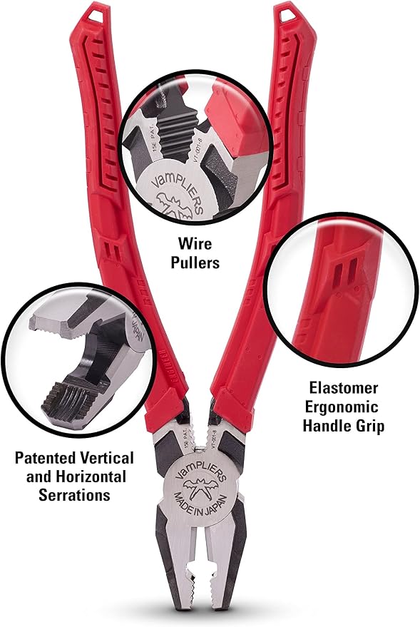 VAMPLIERS 2-PC Stripped Screw Extractor Tool Set. Made in Japan: 8" Linesman Plier + Recessed Screw Extractor. Remove any Rusted/Damaged/Specialty or Sunken Screws, Nuts and Bolts.