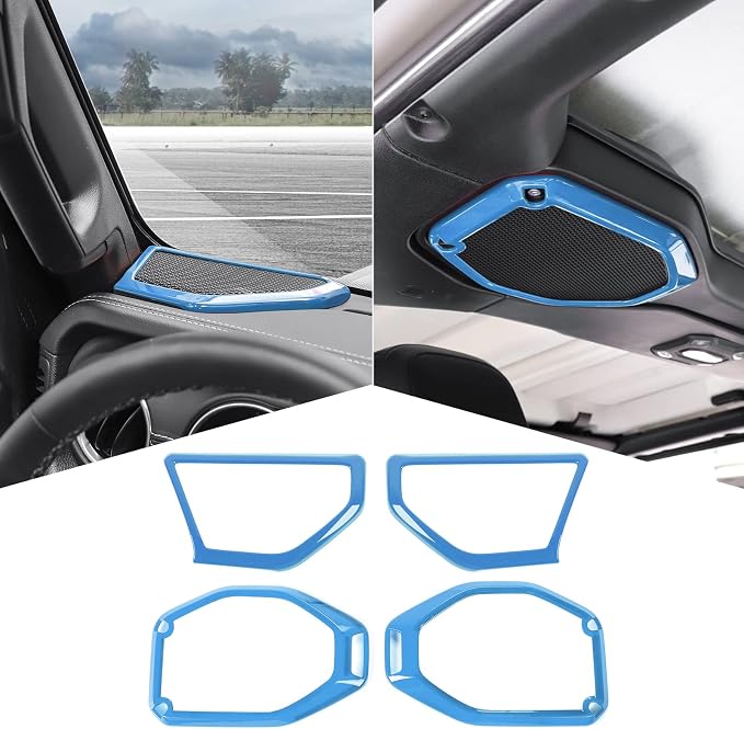A Pillar Speaker Trim Cover & Roof Speaker Audio Trim Cover Ring Kit Decoration Interior Accessories for Jeep Wrangler JL JLU & Gladiator JT 2018-2022,Light Blue