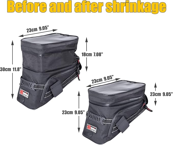 Motorcycle Tank Bag w/Strap Storage Bag Compatible with Honda Yamaha Suzuki Kawasaki Harley Water Resistant (Black)