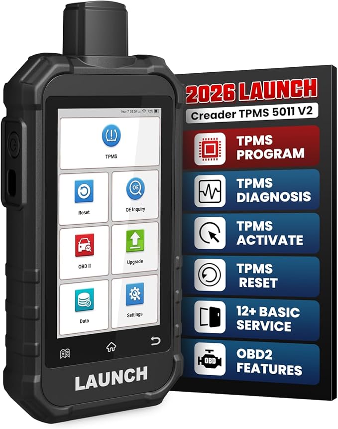 2026 Launch X431 Creader 5011 V2 TPMS Tool，TPMS Sensor (315+433MHz) Read/Activate/Relearn/Reset Scanner Tool,OBD2 Code Reader& 12 Hot Rests, Lifetime Free Update