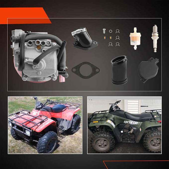 Carburetor Compatible with 2001 2002 2003 2004 2005 Arctic Cat 250 300 2x4 4x4 ATV Quad Carb with Rubber Airbox & Intake Manifold Boot