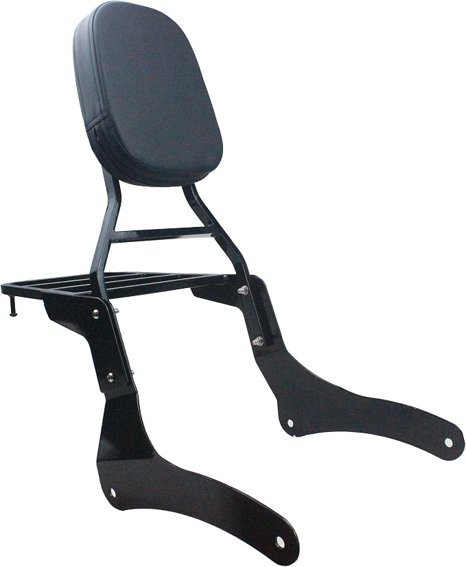YHMOTO Passenger Backrest Sissy Bar with Luggage Rack for Kawasaki Vulcan 900 VN900 Classic Custom 1996-2023 (New Style-Black)