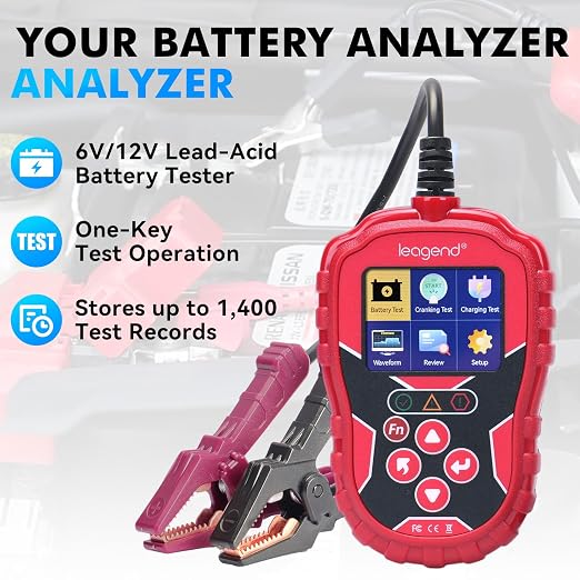 Car Battery Tester 6V/12V with 20-2000A CCA, 24V Cranking/Charging System Test, Quick Test & Multi-Standard Support, Diagnostic Tool for Trucks/Boats/RVs/Marine Vehicles