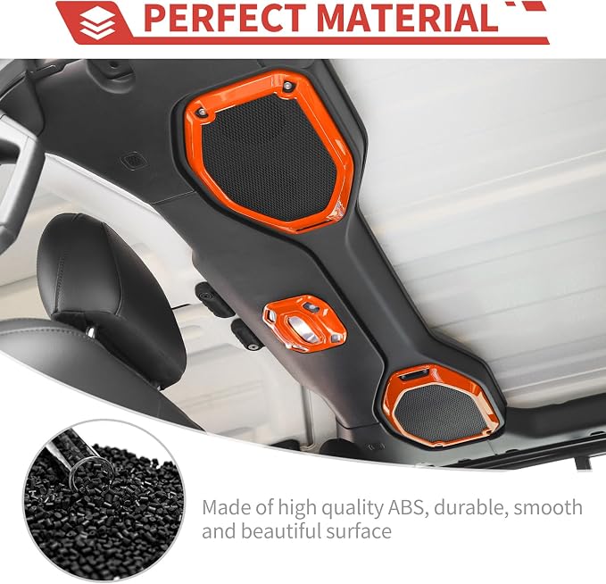 23pcs Full Set Interior Trim Kit for Jeep Wrangler JL JLU Gladiator JT 2018-2023 Steering Wheel Door Handle Air Conditioning Vent Cup Holder Reading Light Headlight Gear Cover, Orange