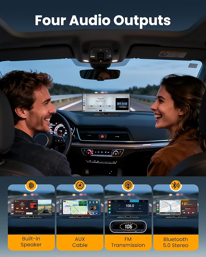 11.5" Largest Wireless Carplay Screen for Car, Portable A pple Carplay & Android Auto Touch Screen, 4K Dash Cam/App Control/1080p Backup Camera/Mirror Link/Voice Control/GPS/Bluetooth,for All Vehicles
