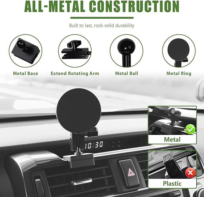 Metal Magnetic Phone Mount Holder for 2010-2024 Toyota 4Runner Strong Magnet Dash Cell Phone Cradles Adjustable Phone Stand Accessories for MagSafe All Smartphone(Classic Version)