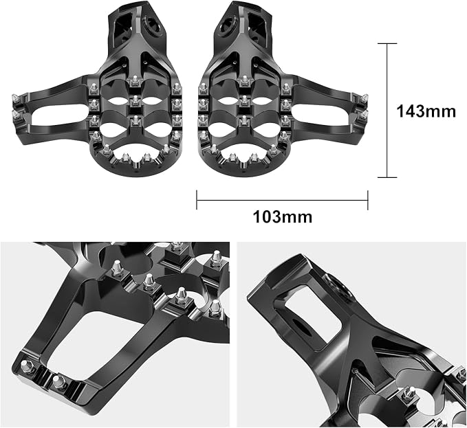 NICECNC Footrests Foot Pegs Motorcycle Compatible with KTM 125-500 XC SX XCF SXF 2023-2024 125-500 EXC EXCF XCW 2024, Compatible with Husqvarna 125-450 FC FX TX TC 2023-2024 125-501 TE FE 2024, Black