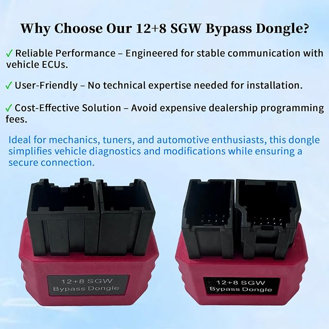SGW Bypass Dongle 8Pin+12Pin,12 8pin Connector for FCA Security Gateway Module(SGM) Adapter,Compatible for Chrysler for JEEP for Dodge for Fiat/RAM for Alfa Romeo for Maserati for Lancia 2018+Vehicles