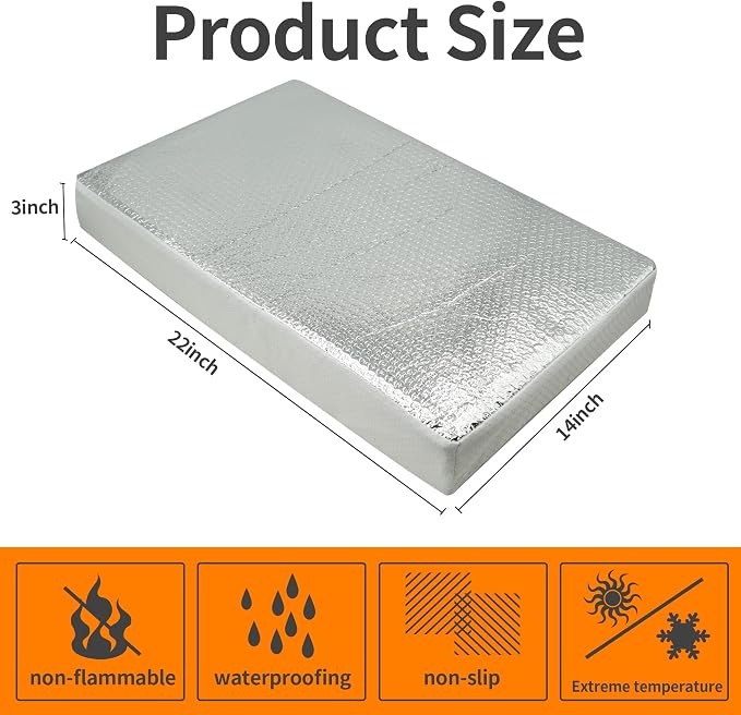 2PCS 22"x14"x3" Universal RV Vent Insulator, RV Skylight Cover with Reflective Surface, Skylight Shade Energy Savings Sunroof Fits for 22 Inch X 14 Inch RV/for Camper Vents