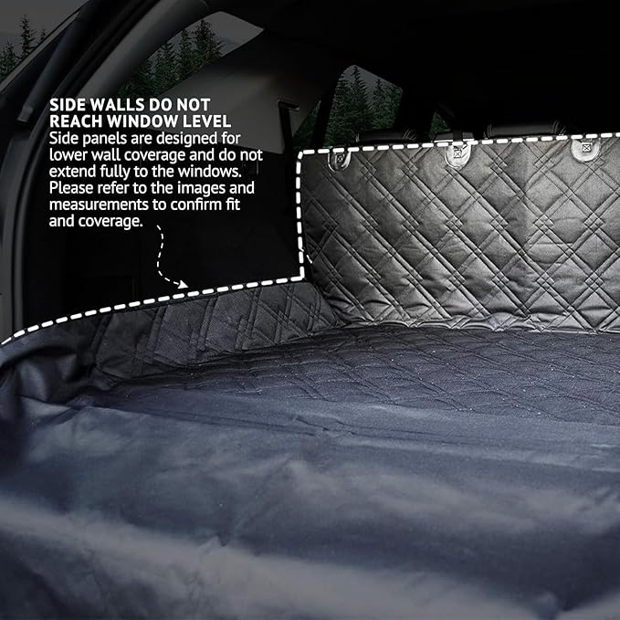 Bulldogology SUV Cargo Liner for Dogs 55"x82" Heavy Duty Pet Trunk Cargo Cover Area - Trunk Cover Car Protector for Dogs Waterproof Nonslip Mat - Dog Cargo Liner SUVs Vans Cars (Large, Black)