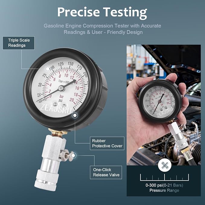 Fuel Pressure Detector kit 0-140 PSI, Universal Fuel Injection Pump Pressure Gauge kit with Quick Release Valve. (11PCred)