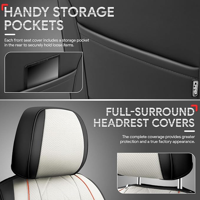 Touring Series Leatherette Front Row Set Seat Covers Universal for Cars Trucks SUV, Grey, CA-SC-Touring-F-GY